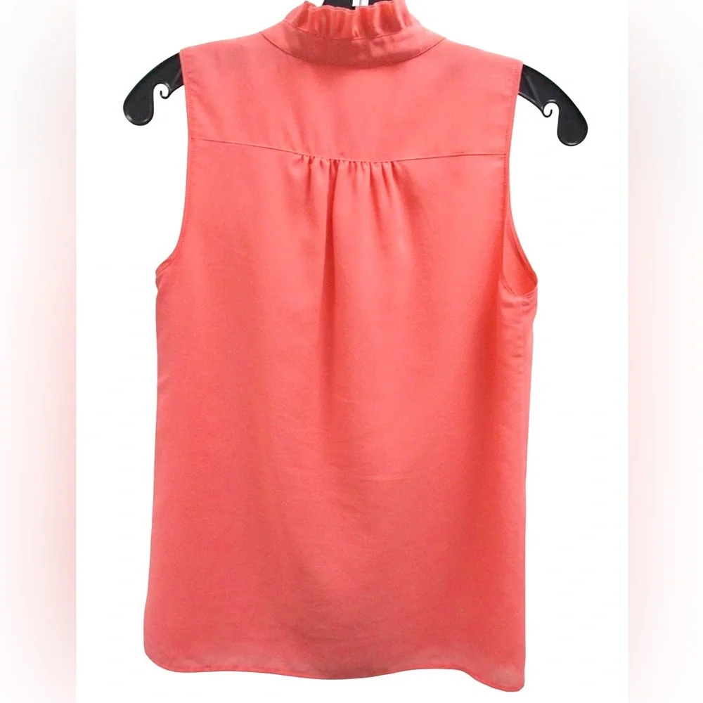 J. Crew Coral Sleeveless Ruffle Blouse